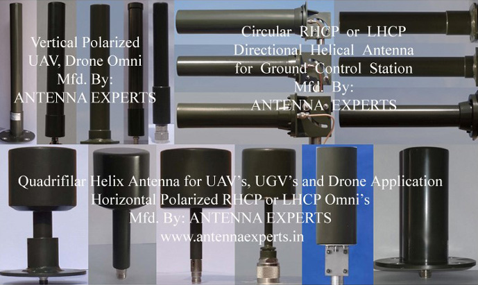 Quadrifilar Helix Antenna Directional Helical RHCP or LHCP Antenna & Fiberglass Omnidirectional Antenna for Drones UAV's UGV's and Robotics Applications