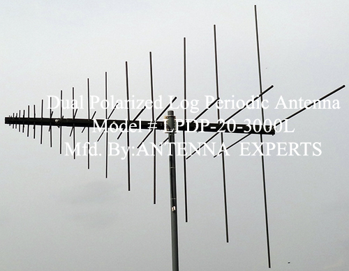 Dual Polarized Log Periodic Antenna 20-3000MHz Compact Size Dual Polarized Log Periodic Antenna 