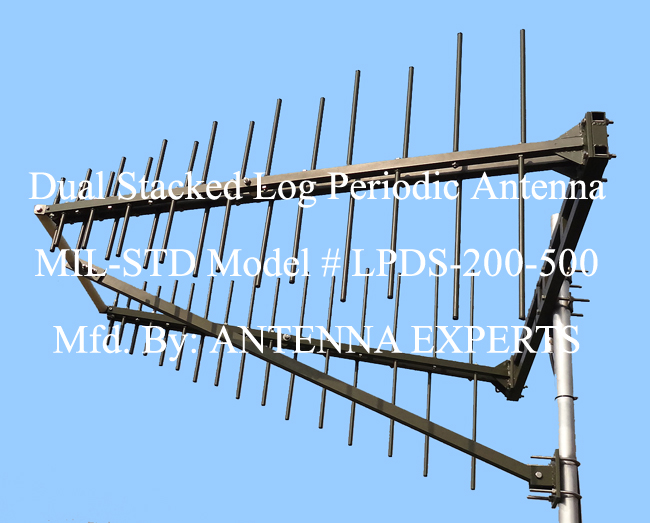  Dual Stacked 14dBi Gain Log Periodic Dipole Antenna 200-500MHz