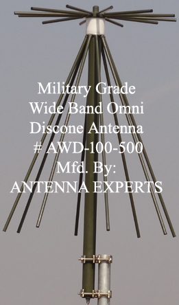 AWD-100-500 Ultra Wide Band Military Discone Antenna 100-500MHz