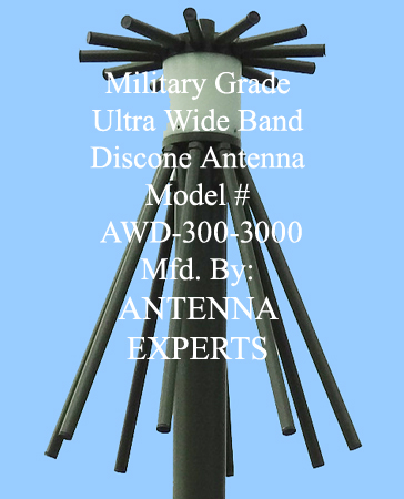 AWD-300-3000 Ultra Wide Band Military Discone Antenna 300-3000MHz